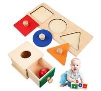 SKISUNO Montessori Bois Éducatif pour Garçon Fille Coffre à Balles Bois Jeu de Motricité Fine et Coordination Main pour Développement Sensoriel et Apprentissage des Permanences Cadeau