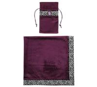 SKISUNO Nappe de Tarot Nappe de Divination Décorative en Velours Épais 66x66 Cm avec Bordure Argentée, Pochette pour Cartes « Pierre Sage » pour Tirage et Protection de Table