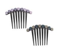 SKISUNO Peigne à Cheveux Élégant à Sept Dents Strass en Résine, Lot de 2 Accessoires pour Cheveux Fleuris, pour Mariage ou Soirée Couleur Aléatoire