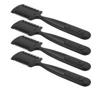 SKISUNO Peigne Rasoir à Cheveux 4pcs, Outil de Peigne Texturisant Double Face en Plastique et Métal, Coupe Professionnelle pour Salon et Coiffure à Domicile
