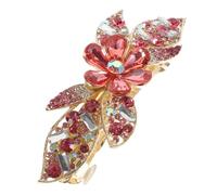 SKISUNO Pince à Cheveux Fleur Strass Pour Femmes Taille Moyenne Métal à Ressort Maintien Cheveux Épais Élégant Mariage Soirée Fête Chignon