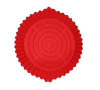 SKISUNO Plat en Silicone Antiadhésif pour Friteuse à Air Rouge Double Poignée, Résistant et Réutilisable, pour Cuire Burgers et Poissons