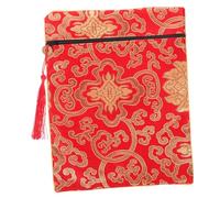 SKISUNO Pochette Traditionnelle Tissu pour Bouddhistes et Écrits Sacrés Rangement pour Documents et Accessoires Style Zen Rouge