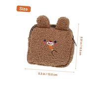 SKISUNO Porte-serviettes Hygiéniques Peluche Motif Lapin Brodé Petit Paquet Rangement Cosmétique Marron Ours En Peluche Usage Quotidien Féminin