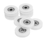 SKISUNO Poulies Rondes en Nylon Blanc avec Palier Intégré 625, Design à Gorge U, 10pcs, pour Systèmes de Levage Coulissants de Portes et Fenêtres à Domicile, Empêche la Chute de la Poulie