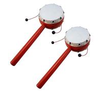 SKISUNO Tambour à Main Double Face En Peau De Mouton 7 Cm Blanc Bois Pour Bébé Jouet Musical Éducatif 2 Pièces Pour Développement Sensoriel Et Motricité Fine