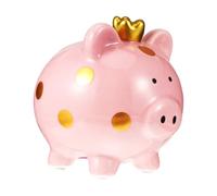 SKISUNO Tirelire Cochon Céramique Couronne Rose Boîte à Adorable pour Garçon Fille Décoration Maison Stable et Pot à Économies Cartoon pour Bureau et Chambre