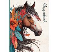 Skizzenbuch Pferd: Skizzenheft A4 mit Pferdemotiv ein blanko Zeichenbuch mit Pferdekopf für Pferdeillustrationen und zum Pferde Zeichnen ein schönes Kreativbuch Geschenk für Pferdemädchen
