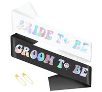 SKJIAYEE Lot de 2 écharpes « Bride to Be » et « Groom to Be », paillettes irisées pour enterrement de vie de jeune fille et enterrement de vie de jeune fille (personnalisées) pour mariage, fête