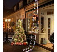 SKJJL Échelle LED avec Le Père Noël, Père Noël grimpant sur échelle avec Lumières LED de 75 CM, PèRe NoëL sur Une éChelle avec des LumièRes pour lintérieur et lextérieur, Les fenêtres, Les Murs
