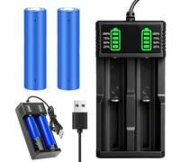 SKJJM Chargeur Accu 18650, Chargeur de Batterie écran LCD avec 2 Slots Indépendants pour 3.7V 18650/26500/14500/16340/26700/17500/18490, Accus USB Charge Rapide, Charge Rapide et Sécurisée
