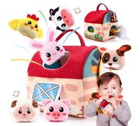 SKJJM Ferme Montessori Sensorielle, Jouet Bebe 6 Mois, Grange Fermière Sensorielle, avec Grange, Jeux d'apprentissage et Jouets de Motricité pour Enfants comme Cadeau de Pâques Pendant des Années
