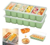 SKJJM Lot de 2 Plateau de Congélation en Silicone avec Couvercle 6 Compartiment, 600ml Super Cube Freezer Bac à glaçons extra large, Reutilisable, Pour Soupe Glace Bouillon Sauce ou Beurre