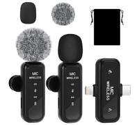 SKJJM Microphone de Lavalier sans Fil pour iPhone, iPad, Appareils Android,Lot de 2 Mini Microphone sans Fil avec Réduction de Bruit, Plug & Play,Idéal pour Vidéo/Interview/Podcast/Youtube/TikTok/Vlog