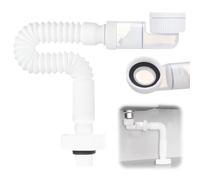 SKJJM Siphon Lavabo Flexible Evacuation Evier 1 1/4", Évacuation Extensible 38-93 cm, Anti-Odeurs & Gain de Place, Compatible Lavabo de Salle de Bain, Cuisine, Tuyau de Vidange Réglable et Remplaçable