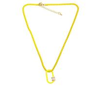 SKJUBLPG Chaîne colorée avec pendentif cadenas pour femme pouvant être porté avec une variété de colliers exquis, adjustable, Cristal