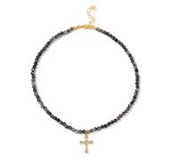 SKJUBLPG Collier avec pendentif en forme de croix noire de 4 mm pour homme et femme, adjustable, Cristal