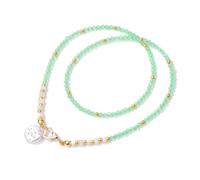 SKJUBLPG Collier avec pendentif en perles baroques 3 mm pour femme - Fermoir cœur vintage - Bijou élégant, adjustable, Cristal