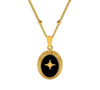 SKJUBLPG Collier avec pendentif ovale en forme d'étoile à huit branches vintage