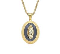 SKJUBLPG Collier avec pendentif ovale Vierge Marie pour homme Notre Dame de Guadalupe