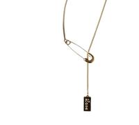 SKJUBLPG Collier en forme de Y avec épingle à nourrice et pendentif carré pour femme