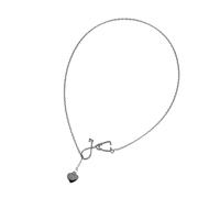 SKJUBLPG Collier Pendentif Argent Bijoux Hommes Femmes Necklace Collier Pendentif Coeur Noir