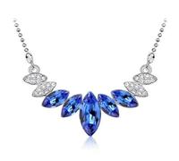 SKJUBLPG Collier Pendentif Argent Bijoux Hommes Femmes Necklace Collier Pendentif Pour Anniversaire Bleu Foncé