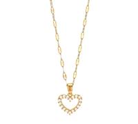 SKJUBLPG Collier tendance avec pendentif cœur creux pour femme, adjustable, Cristal