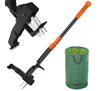 SKKAEO Desherbeur Manuel - Outillage de Jardin, 102 cm Longue + avec Sac à Feuilles, Marchepied en Acier Inoxydable et Pliable à 4 Griffes