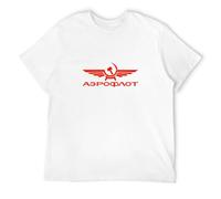 SKKCOR DYYSKE Men's Aeroflot Russian Federation Airlines Russia Communism USSR Retro Political Heavy Cotton T-Shirts White M