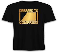 SKKCOR DYYSKE Men's Dressed to Compress Impress Funny DJ Music Producer Synthesiser Slim Fit Mens T-Shirts Black M