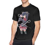 SKKCOR DYYSKE Men's Rikka Takanashi Love, Chunibyo Short Sleeves O Neck Cotton T-Shirts Black L