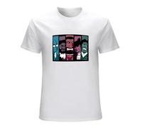 SKKCOR DYYSKE Men's What We Do in The Shadows Color Blocks Casual T Shirt Print Tops White M