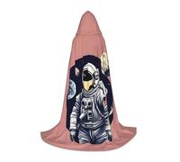 SKKNT Astronaute On The Moon 1 Print Halloween Cape à capuche pleine longueur avec capuche pour homme et femme pour carnaval