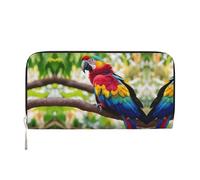 SKKNT Fantastique portefeuille en cuir avec motif plumes de perroquet pour femme pour une utilisation décontractée et de voyage, noir, One Size, Art