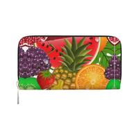 SKKNT Fresh Fruits Portefeuille en cuir avec imprimé ananas pour femme pour une utilisation décontractée et en voyage, noir, One Size, Art