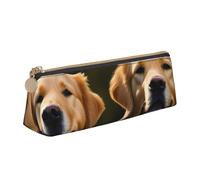 SKKNT Golden Retrievers Trousse à cosmétiques grande capacité Motif triangle avec fermeture éclair pour outils d'écriture