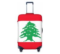 SKKNT Housse de protection pour valise avec motif drapeau du Liban - Lavable - Élastique - Anti-rayures, noir, Large