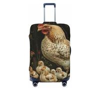 SKKNT Housse de protection pour valise lavable avec imprimé « A Brood of Chickens » - Élastique et anti-rayures, noir, X-Large