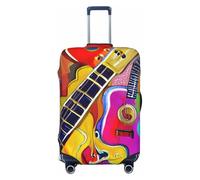SKKNT Housse de valise lavable avec impression acoustique et guitare colorée - Protection de bagage personnalisée - Élastique anti-rayures, Noir/blanc, Medium