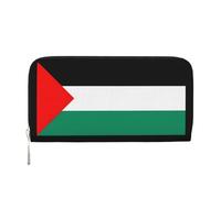 SKKNT Portefeuille à main en cuir avec imprimé drapeau palestinien pour femme pour une utilisation décontractée et de voyage, noir, One Size, Art