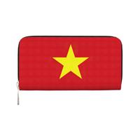 SKKNT Portefeuille à main en cuir avec imprimé drapeau vietnamien pour femme pour une utilisation décontractée et de voyage, noir, One Size, Art
