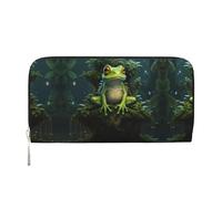 SKKNT Portefeuille à main en cuir pour femme avec imprimé grenouille et arbre de paix pour une utilisation décontractée et de voyage, noir, One Size, Art