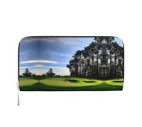 SKKNT Portefeuille à main en cuir pour femme avec imprimé parcours de golf et arbre pour une utilisation décontractée et de voyage, noir, One Size, Art