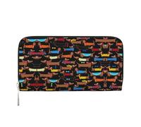SKKNT Portefeuille en cuir avec imprimé « I Love My Dog Teckels » - Pour femme - Pour une utilisation décontractée et en voyage, noir, One Size, Art
