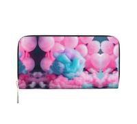 SKKNT Portefeuille en cuir rose avec imprimé barbe à papa pour femme pour une utilisation décontractée et de voyage, noir, One Size, Art