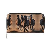 SKKNT Portefeuille tendance en cuir avec imprimé chevaux de course pour femme pour une utilisation décontractée et de voyage, noir, One Size, Art