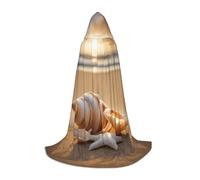 SKKNT Seashell Landscape On The Beach Print Halloween Cape à capuche pleine longueur avec capuche pour homme et femme pour le carnaval