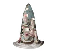 SKKNT Tasses à thé avec roses imprimé romantique Halloween cape à capuche pleine longueur cape avec capuche pour homme et femme pour carnaval