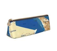 SKKNT Trousse de maquillage avec fermeture éclair Motif carte de la Grèce Grande capacité Motif triangle Pour outils d'écriture